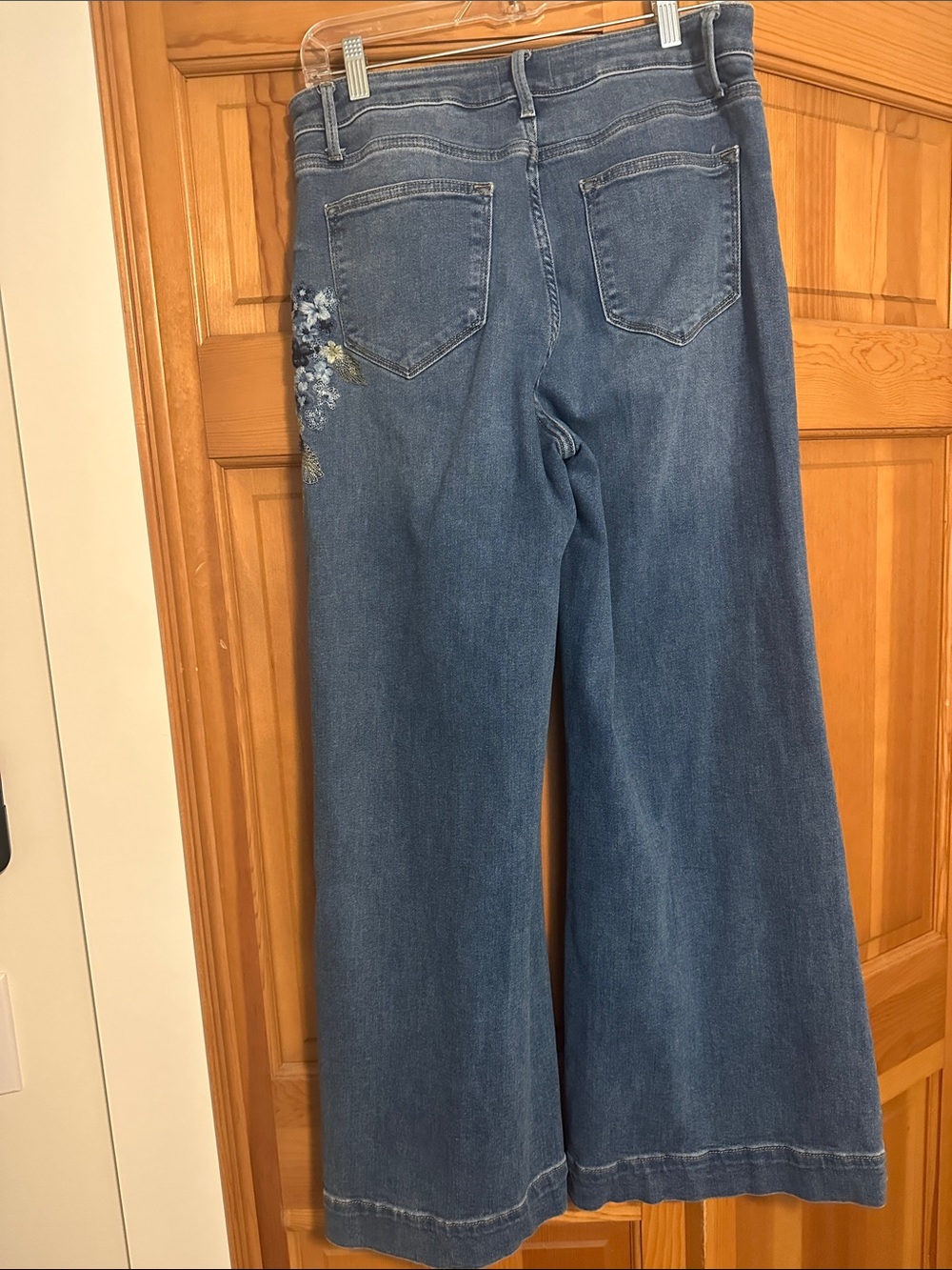 DRIFTWOOD Blue Embroidered Wide Leg Trouser Jeans - Picture 2 of 8